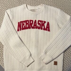 Pressbox ivory sweatshirt with Red Nebraska Logo